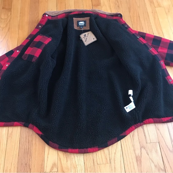 Roots Jackets & Coats Roots Park Sherpa Overshirt Plaid Cabin Red